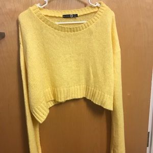 Pale Yellow Cropped Sweater (Boohoo Plus)